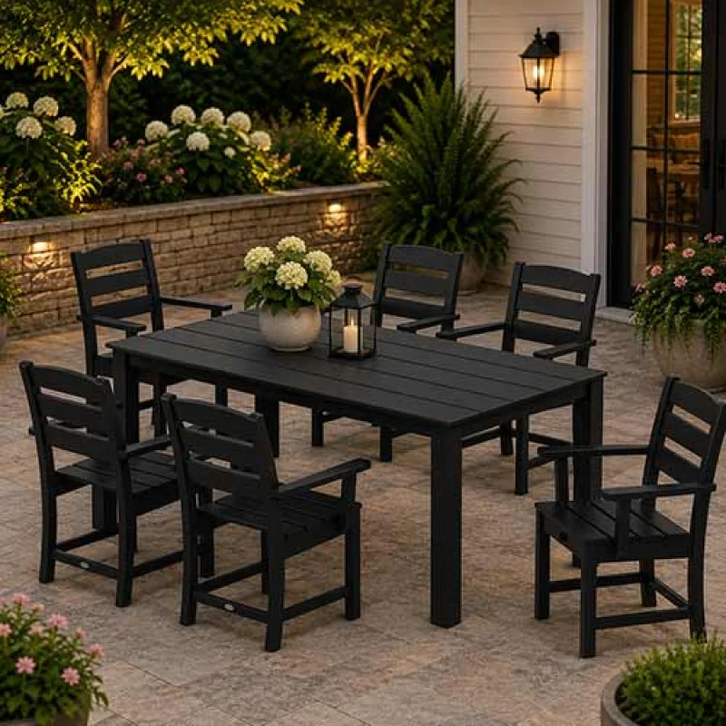 POLYWOOD Lakeside Arm Chair 7-Piece Parsons Dining Set - PWS2285-1 Grey