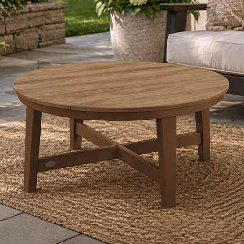 POLYWOOD Newport 36" Round Coffee Table - Select Accents - CTR36 Black / Driftwood