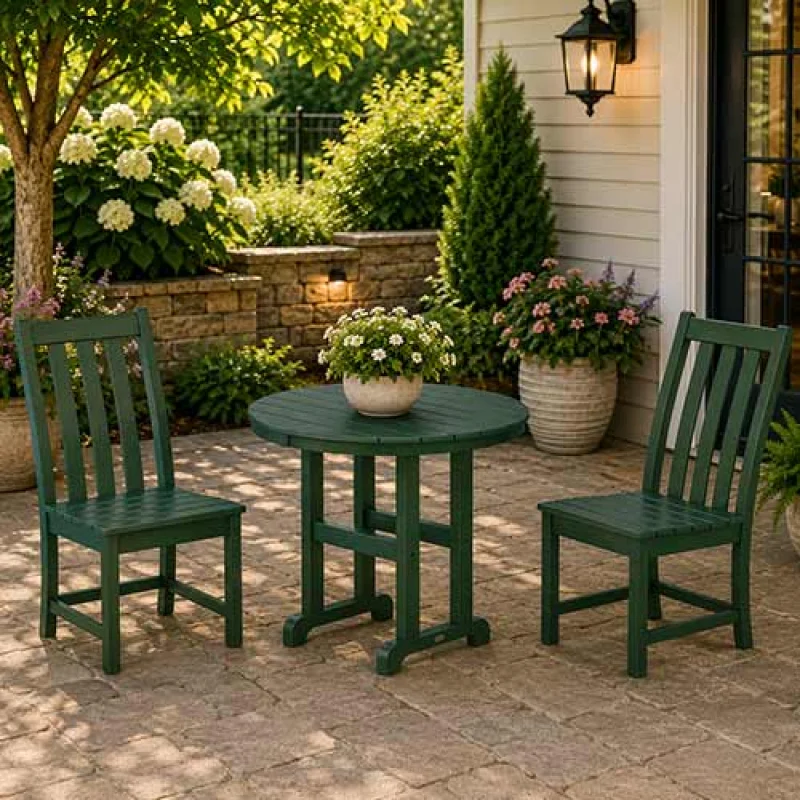 POLYWOOD Vineyard Side Chair 3-Piece Round Dining Set - PWS1350-1 Grey
