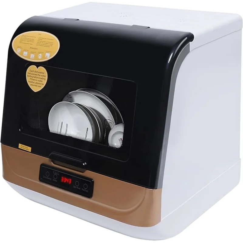 Portable Countertop Dishwasher, 800W 110V Compact Dishes Cleaner, 360 Rotation Flushing, 4-6 Sets Dishwashing Capacity, Low Noise Portable Dish Washer for Homes, Apartments, Dormitories