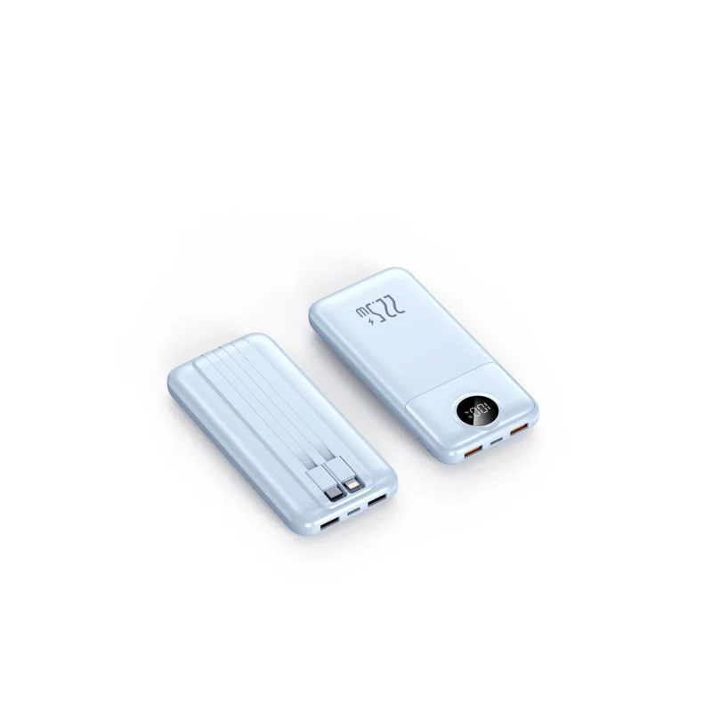 Power Bank | Portable USB-C Fast Charging Device with Digital Display | Compact Design for On-the-Go Charging Blue