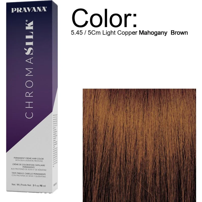 PRAVANA ChromaSilk Permanent Creme Hair Color - 5.45 / 5Cm Light Copper MahoganyBrown / 3 oz.