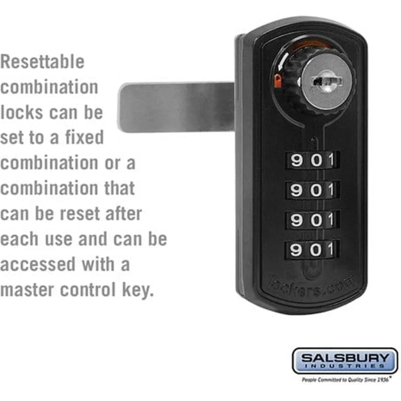 Resettable Combination Lock - for Designer Wood Locker Door by Salsbury Black