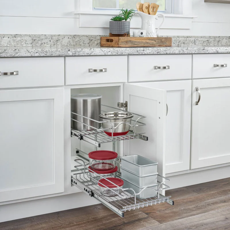 Rev-A-Shelf 15"x22" 2-Tier Pull Out Wire Basket, Chrome (Open Box) (4 Pack)