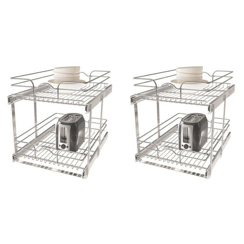 Rev-A-Shelf Cabinet Pull Out Shelf Organizer, 18 x 22 In, 5WB2-1822CR-1 (2 Pack)