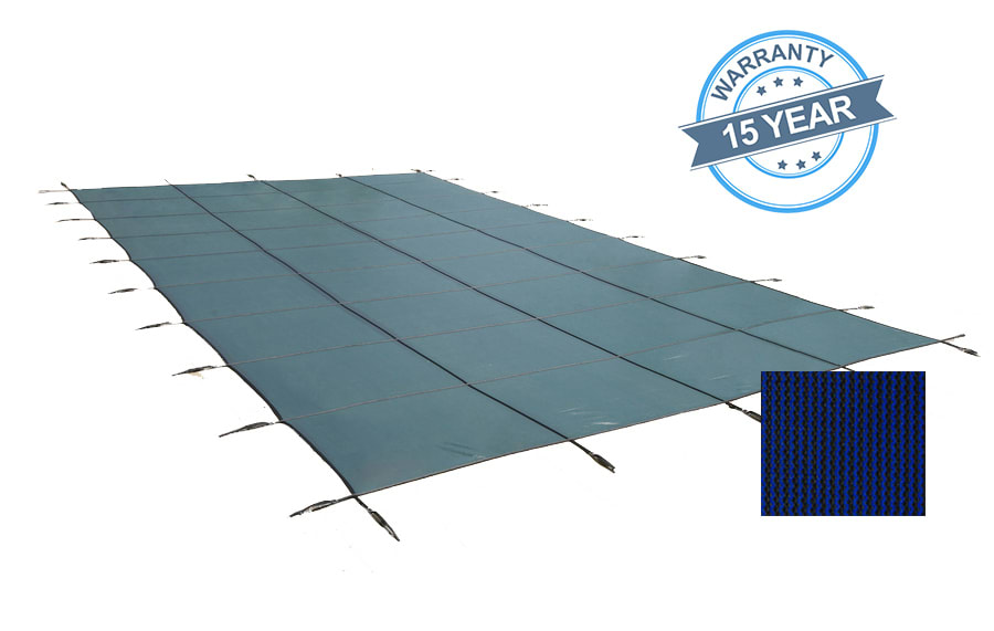 PoolTux 12'x24' Royal Mesh, Rectangle Safety Cover, Blue, 15 Yr. Warranty