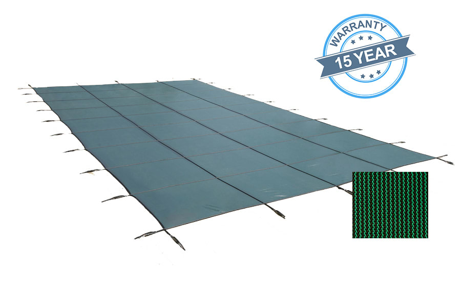 PoolTux 20'x44' Green Royal Mesh Rectangle Safety Cover, 15 Yr. Warranty