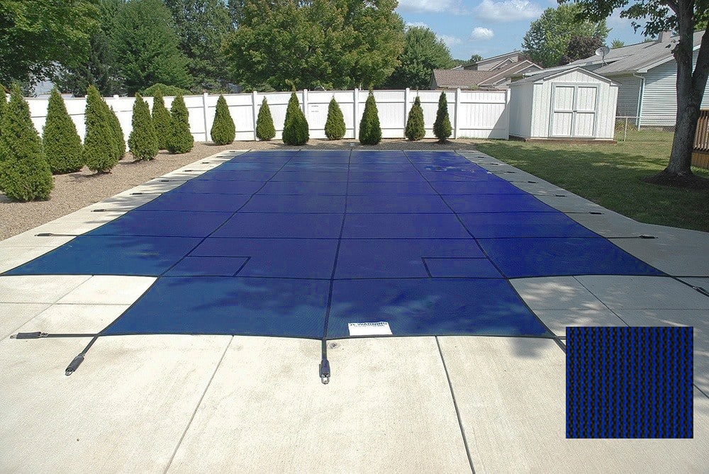 PoolTux 15' x 30' Royal Mesh Right Step Safety Cover, Blue, 15 Yr. Warranty