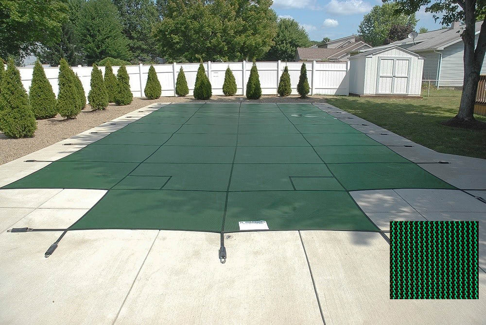 PoolTux 16'x40' Royal Mesh Rectangle Safety Cover, Green, 15 Yr. Warranty