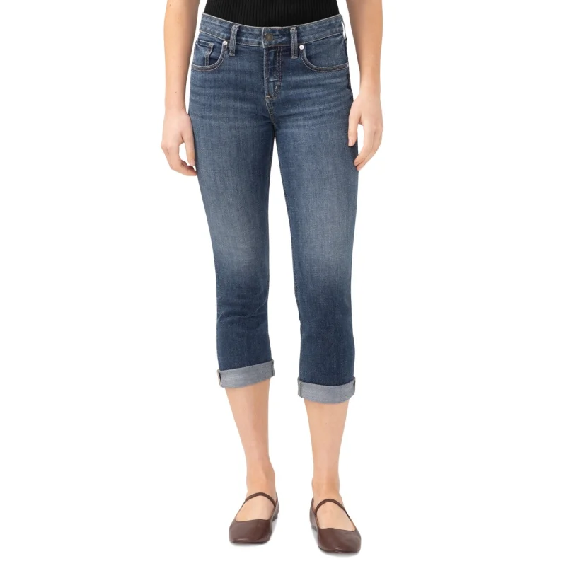 Silver Jeans Suki Mid Rise Luxe Stretch Capri (Indigo) Size 33