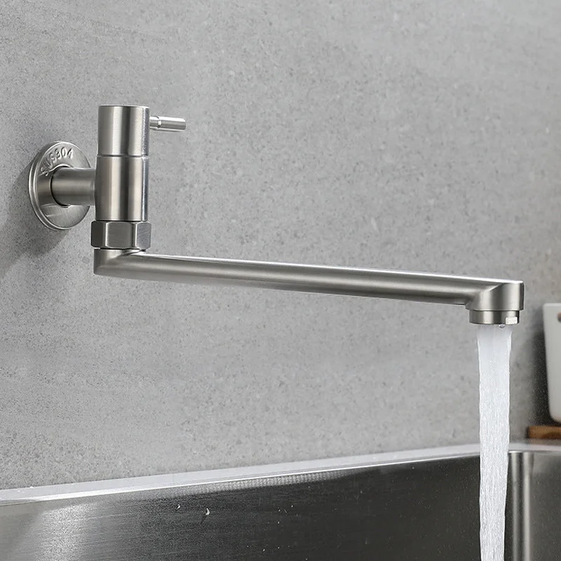 Sleek Design | Pot Filler Faucet with Low-Profile Swivel Spout | Stainless Steel for Convenient Kitchen Use