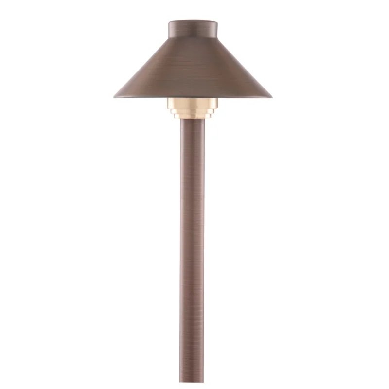 Sollos | 27550 | Adjustable Height Traditional Hat Path Light-7.5" Hat- 12V -Antique Brass-Fixture Only (7-10 day lead time)