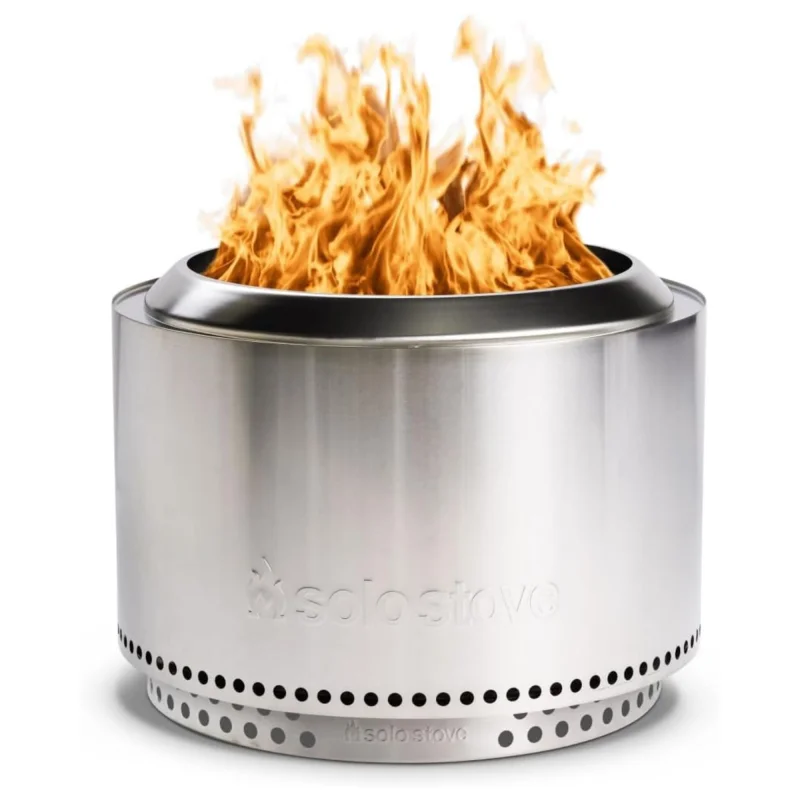 Solo Stove Yukon 2.0, 27" Wood Burning Smokeless Fire Pit with Stand, Silver