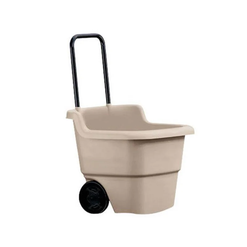 Suncast 15 Gallon Poly Multipurpose Rolling Lawn and Garden Cart Taupe(Open Box)