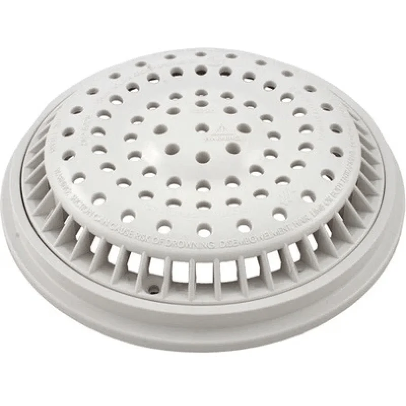 SUPER-PRO SG640-2310VC 8" Round White Anti-Vortex Main Drain Frame & Grate