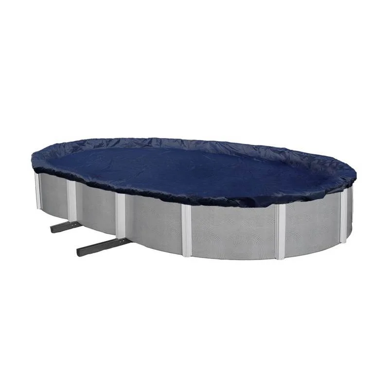 Swimline 18x34 Silver/Black Oval Above Ground Pool Cover + 3) Winter Air Pillows