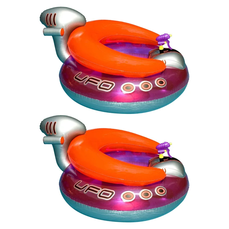 Swimline Inflatable UFO Lounge Chair Swimming Pool Float w/Squirt Gun (2 Pack)