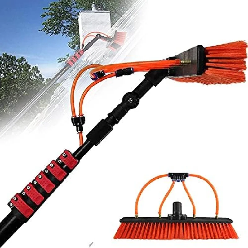 Telescopic Glass Cleaning Brush,Photovoltaic Panel Cleaning 3.6-11M Water Fed Telescopic Brush Window Clean Extendable Cleaner Conservatory Roof Cleaning Tools Photovolta,30ft/9m