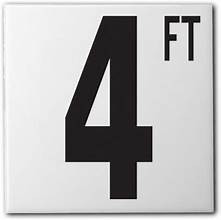 Inlays Ceramic Swimming Pool Waterline Depth Marker 4 FT Smooth Finish, 5" Font, 5DMF4FT