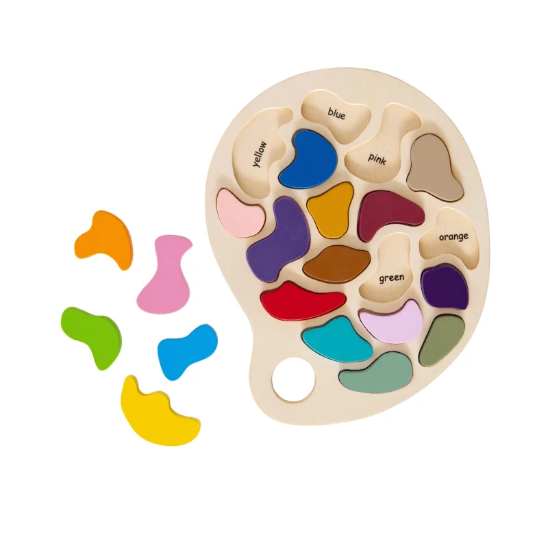 The Freckled Frog Colorful Artist Palette Wooden Puzzle - 19 pc