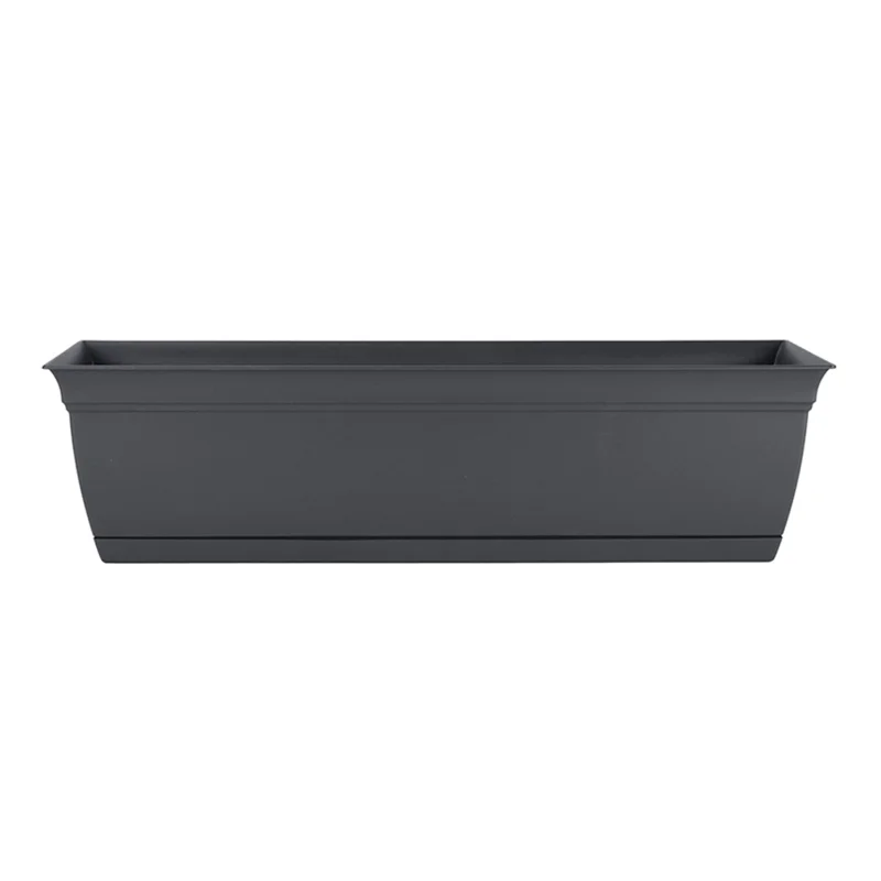 The HC Companies 30 Inch Eclipse Window Flower Box with Removable Saucer, Gray