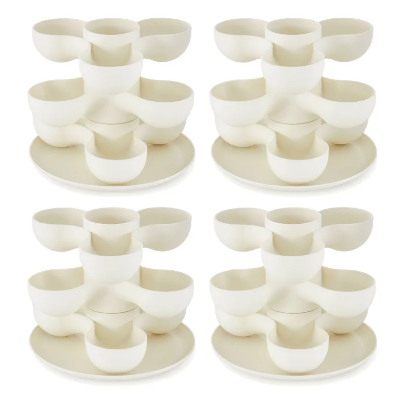 The HC Companies 8 Inch Pixie Indoor Stacking Plant Pot, Vanilla Bisque (4 Pack)