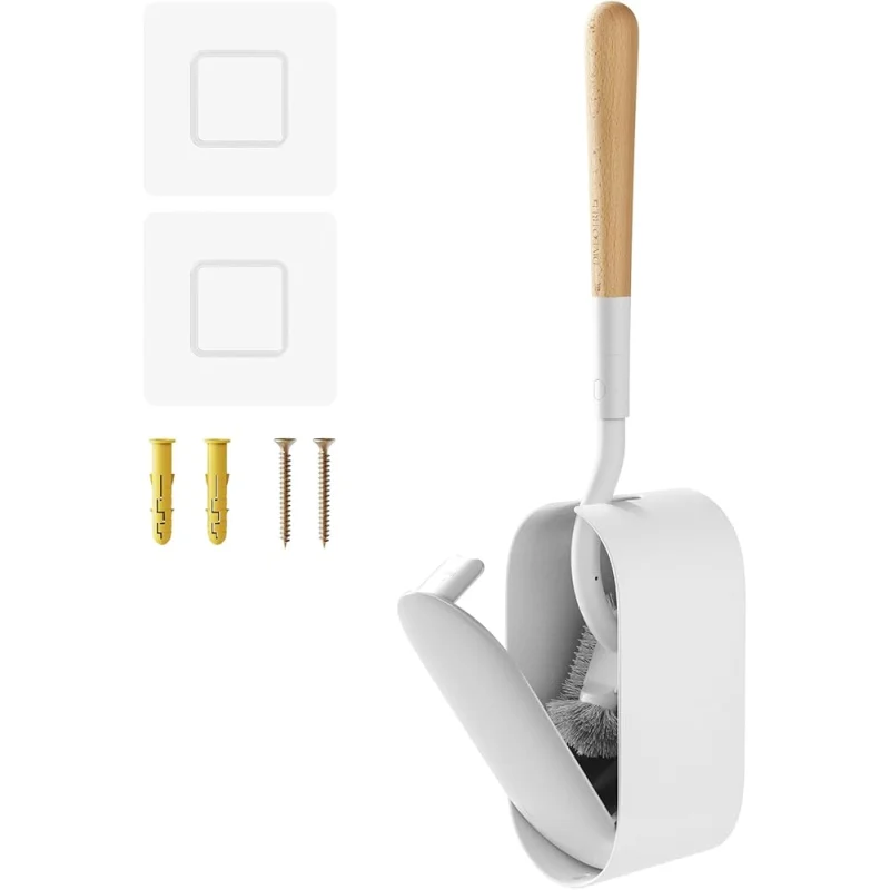 Toilet Cleaner Brush, Diveotree Toilet Brush and Holder for Dead Corner Cleaning, Wall Mounted Toilet Bowl Brush for Bathroom Decor, Toilet Scrubber Brush for Home/Hotel (White, Round-1pack)