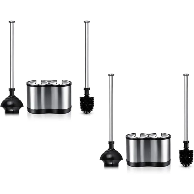 ToiletTree Products Modern Deluxe Freestanding Toilet Brush and Plunger Combo - 5.5" x 9.5" x 18.5" (2 Pack)