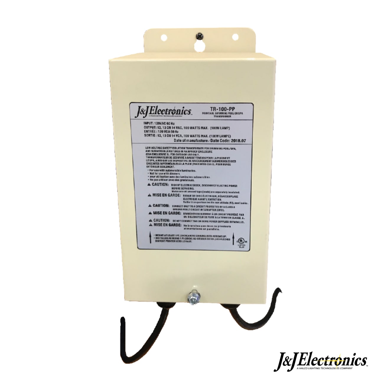 J&J Electronics 100W Transformer 12V/13V/14V AC Output - Beige