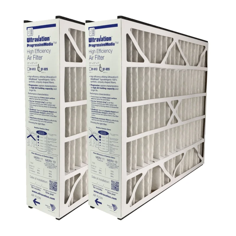 Ultravation 91-028 20x20x5 MERV 13 Replacement Furnace Filter - 2 Pack
