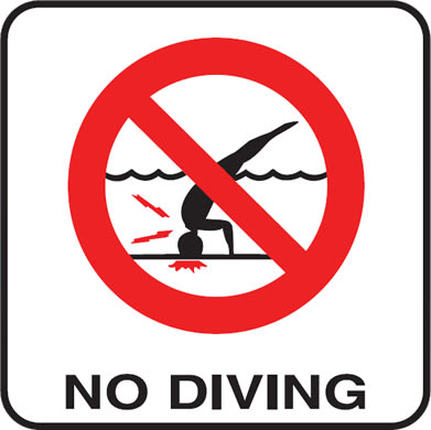 Inlays NO DIVING 6x6 Stick-On, with Image, Vinyl