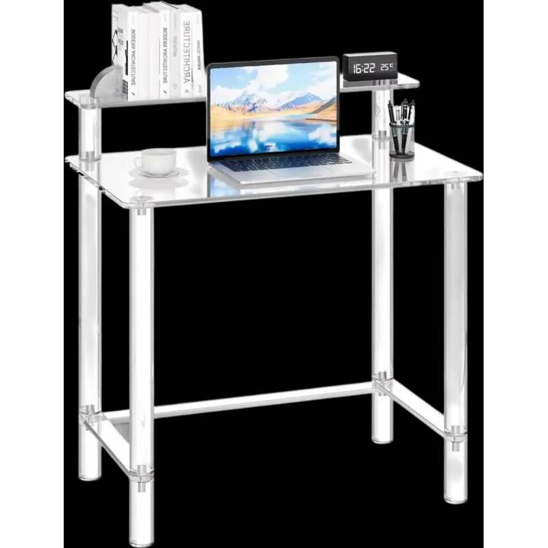 Vevor Acrylic Table Clear 2-Tier Monitor Stand Desk 19.7 x 31.5 x 34.7" New