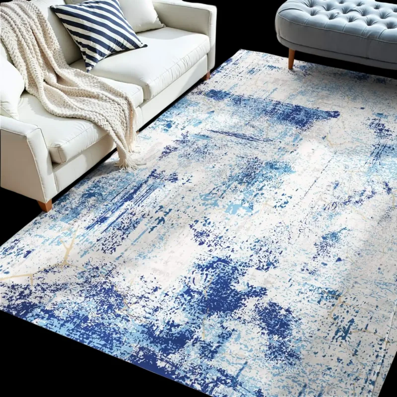 Vevor Area Rug 5' x 7' Blue Washable Non-Slip Modern Carpet New