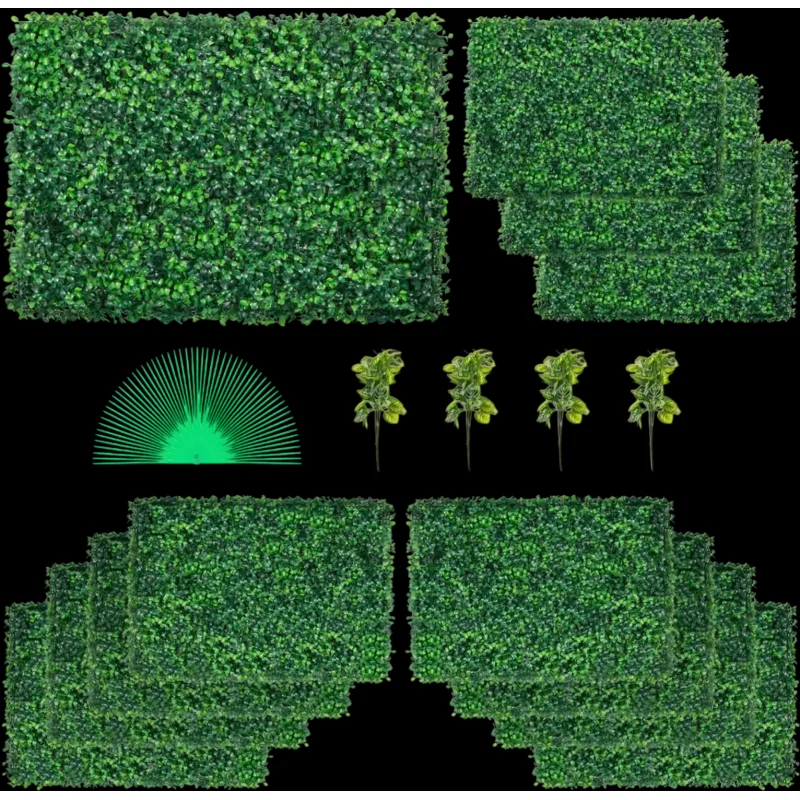 Vevor Artificial Boxwood Panel 12 pcs 24" x 16" Privacy Fence Grass Wall Panels New
