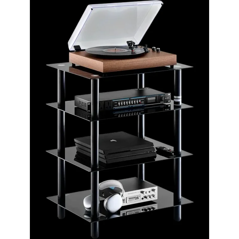 Vevor AV Media Stand 4-Tier Tempered Glass Audio Video Rack New