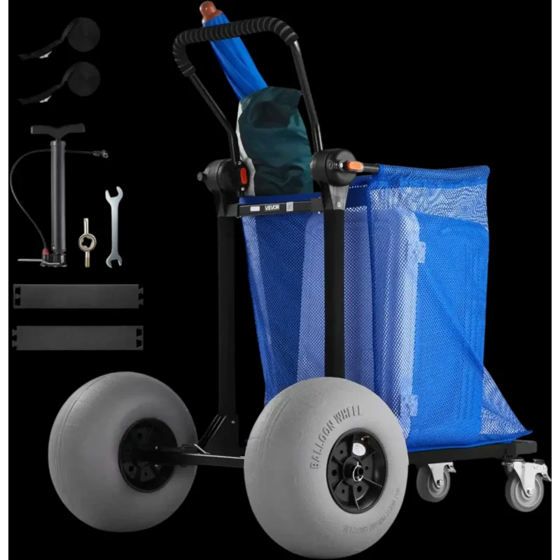 Vevor Beach Cart Folding Beach Wagon with Large Sand Wheels New
