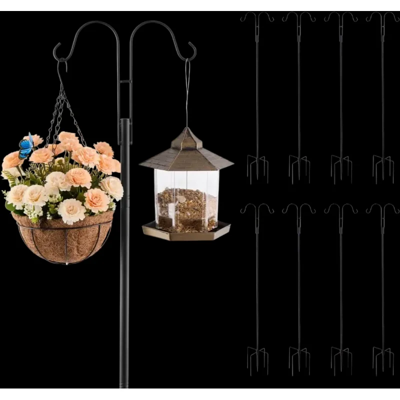 Vevor Bird Feeder Pole Double Shepherds Hooks 8 Pack 60" Heavy Duty New