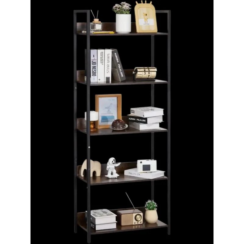 Vevor Bookshelf 5-Tier Tall Industrial Metal Bookcase with Open Shelves New