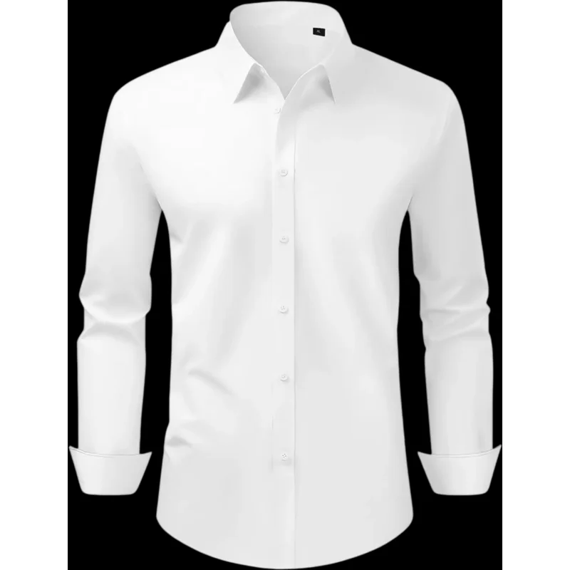 Vevor Button Up Shirt Men's White Long Sleeve Wrinkle-Free Business Casual New