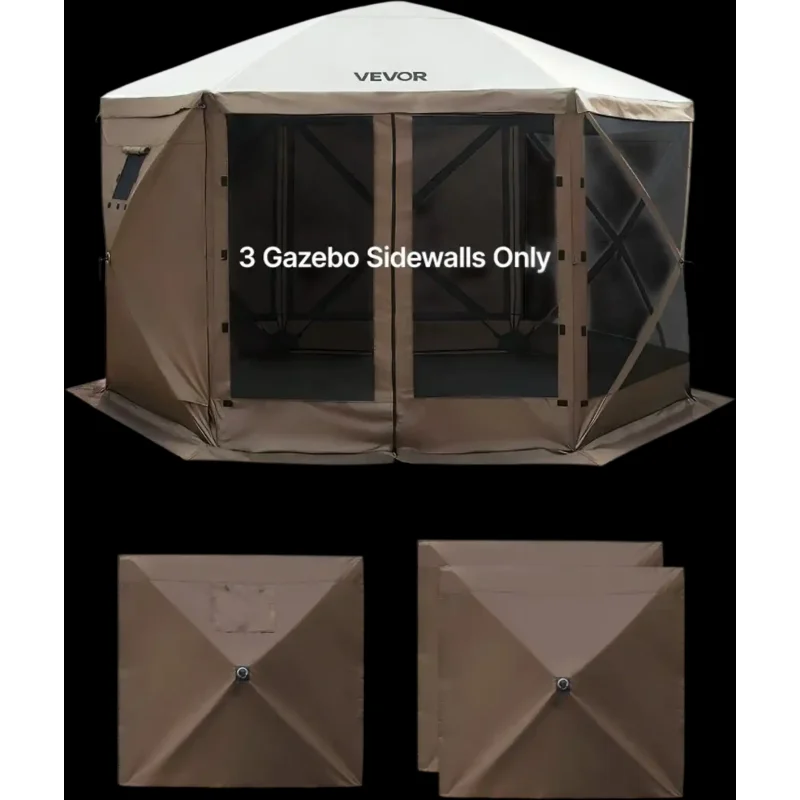 Vevor Canopy Sidewalls 5.67 x 4.85' Brown 3-Panel Set New