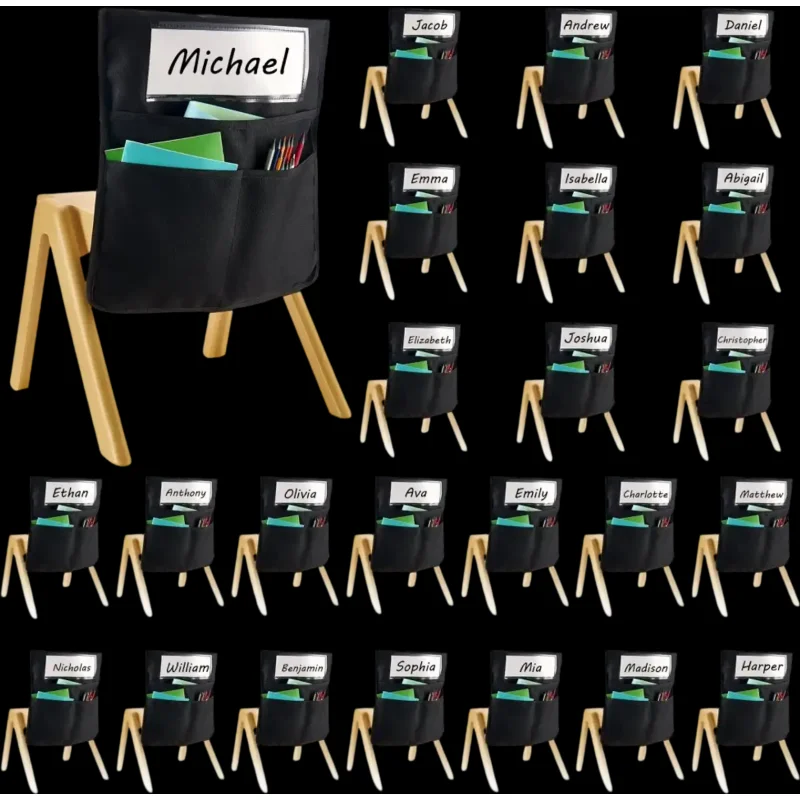 Vevor Chair Pockets Classroom Chairback Buddy Pocket Organizer 24-Pack 14" x 15" Black New