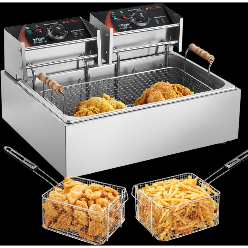 Vevor Commercial Deep Fryer 3000W 18Qt Stainless Steel Countertop Single Oil Fryer New