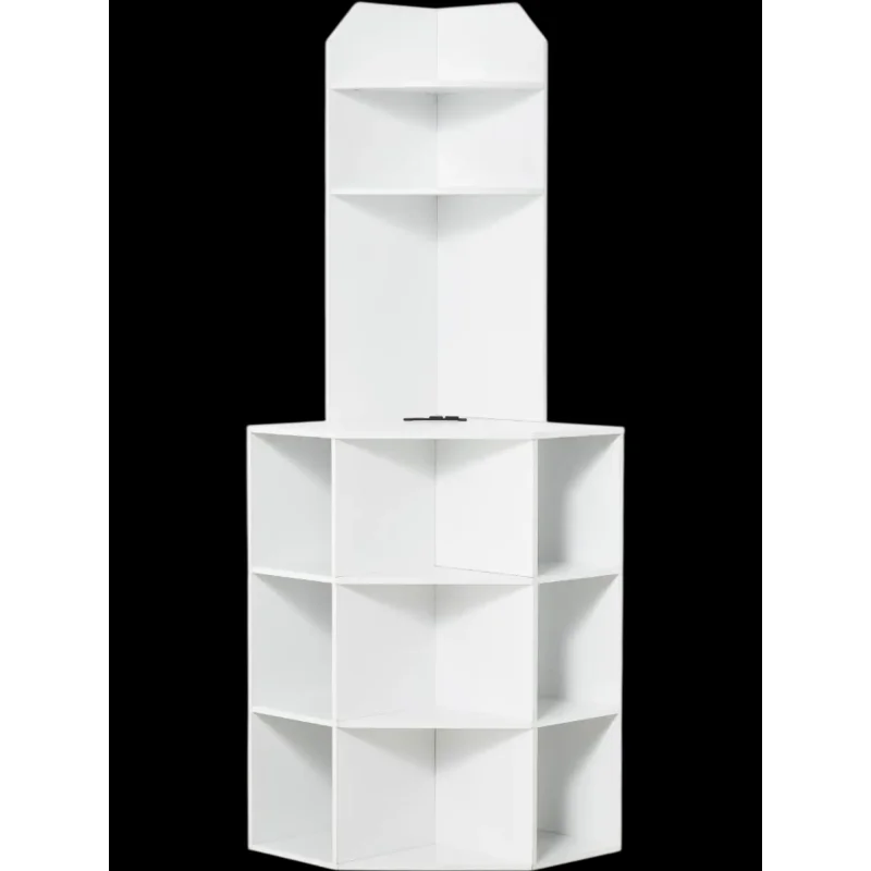 Vevor Corner Cabinet 64" Tall Storage Cabinet with Charging Station and Adjustable Shelves White New