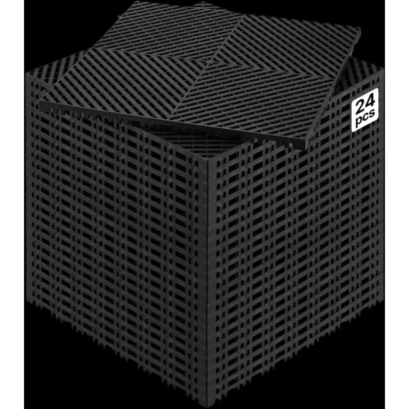 Vevor Drainage Mat Interlocking Non-Slip Floor Tile 15.7" x 15.7" 24-Piece Black New
