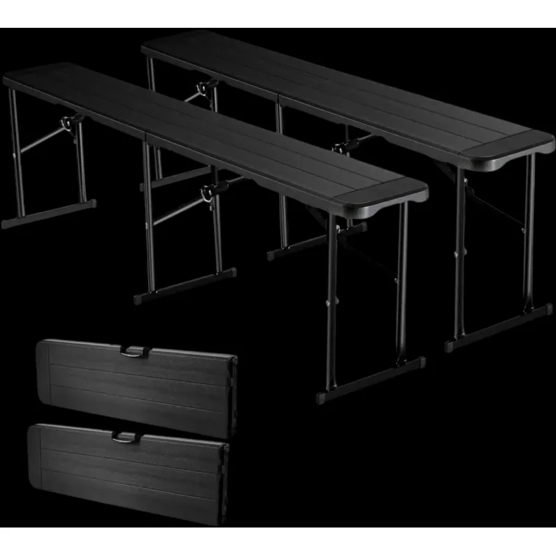 Vevor Folding Bench Portable Outdoor 6' Plastic 2-Pack Black New