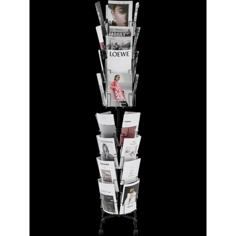 Vevor Greeting Card Display Rack 32-Pocket Rotating Brochure Stand with Sign Holder & Wheels New