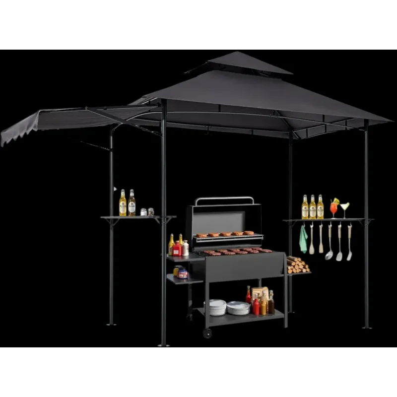 Vevor Grill Gazebo 8' x 5' Double-Tiered Top with Extra Awning New