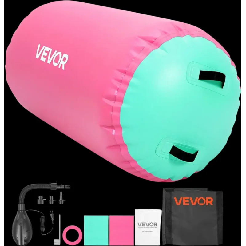 Vevor Gymnastics Barrel Air Roller 23.6 x 40" Inflatable Tumbling Mat Pink New