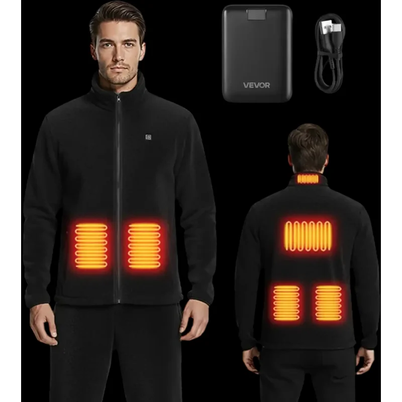Vevor Heated Fleece Jacket for Men Black XXL New