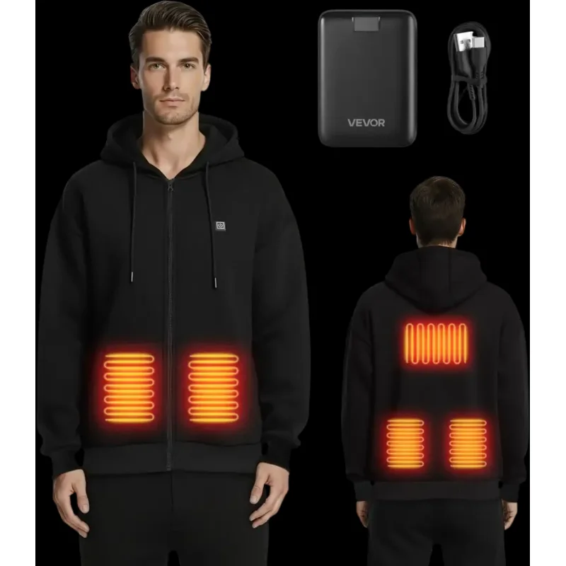 Vevor Heated Hoodie Full-Zip Unisex Black L New